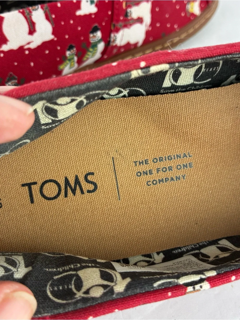 Toms Christmas Print Theme Canvas Flats